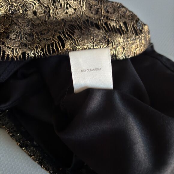 Elegant Gold Lace Sleeveless Size L Shimmer Metallic Holiday Cocktail Dress #C - Picture 10 of 10